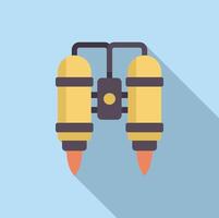 Jetpack with two tanks is flying with fire burning vector