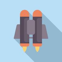 Jetpack with burning engines is flying forward vector