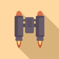 Jetpack is flying forward generating thrust for flight vector