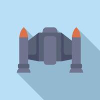 Futuristic spaceship floating in space with long shadow vector