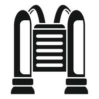 Modern building with columns and water fountain icon, simple style vector
