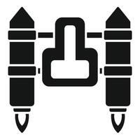 Space rocket with booster accelerating in space vector