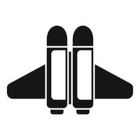 Airplane with two engines is taking off icon, simple style vector
