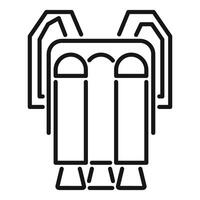 Space module landing with retro rocket engines vector