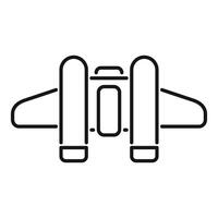 Military aircraft with two engines taking off from airport runway icon vector