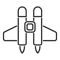 Spaceship taking off with two rocket engines icon vector
