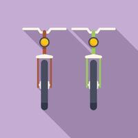Front view of two bikes parked on purple background illustration vector