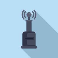 Wireless router emitting wifi signal on blue background vector