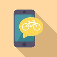 Smartphone showing a bicycle icon in a speech bubble vector