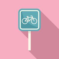 Blue square bicycle sign indicating a bike route or path on pink background vector