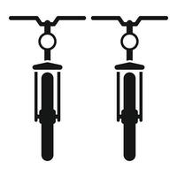 Two bicycles front view showing forks, handlebars, and tires icon vector