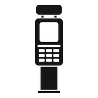 Payment terminal standing on the base with blank screen displaying pos icon in glyph style vector