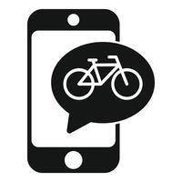 Smartphone showing bicycle icon in speech bubble for bike sharing app vector