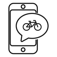 Mobile app for bike sharing service with bicycle symbol in speech bubble vector