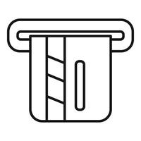 Credit card being inserted into pos terminal line icon vector