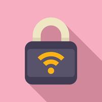 Closed padlock displaying wifi symbol representing secure wifi connection vector