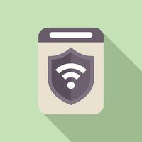 Smartphone showing wifi symbol covered by a shield representing online security vector