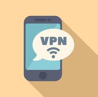 Smartphone showing vpn connection on screen with speech bubble vector