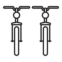 Two bikes standing front view minimalistic icon vector