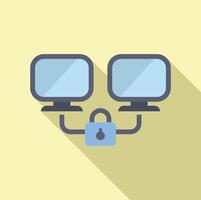 Two computers network sharing data with secure connection vector