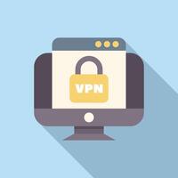 Computer showing vpn icon on screen for privacy and security vector