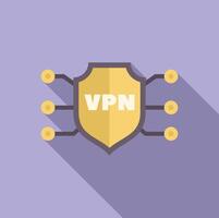 Vpn shield is protecting data connection. Cybersecurity and privacy concept vector