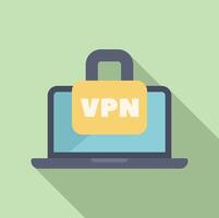 Laptop being protected with vpn connection vector