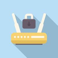 Wireless router being secured with a padlock for privacy vector