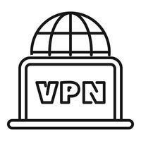 Laptop showing vpn with globe icon for secure connection vector