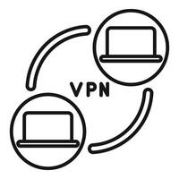 Vpn connection establishing between two laptops in circles vector