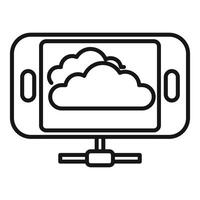 Smartphone connecting to cloud computing service icon vector