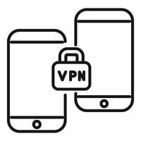 Vpn protected smartphones connecting through secure network vector
