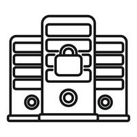 Data center security system protecting servers with padlock icon vector