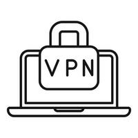 Laptop showing vpn with padlock icon representing online security vector