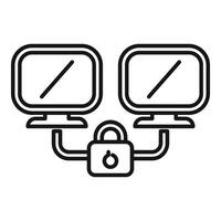 Network security system showing computer data being protected vector