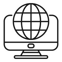 Computer monitor displaying globe icon representing global network connectivity vector