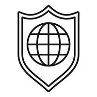 Shield protecting globe icon representing global security concept vector