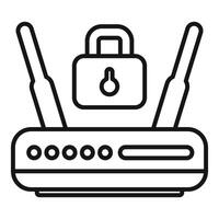 Wifi router being secured with a padlock for internet security vector