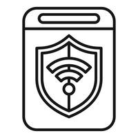 Smartphone showing wifi protected by shield icon vector
