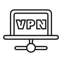 Laptop connecting to vpn server network vector