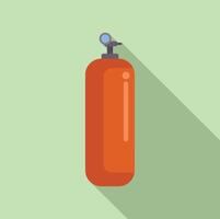 Red oxygen cylinder standing with valve on top vector