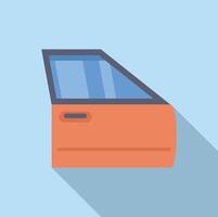 Orange car door showing window and handle for accessing vehicle vector