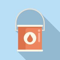 Open metal paint bucket with a handle containing red paint vector