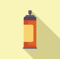 Spray paint can standing on yellow background with long shadow vector
