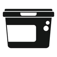 Black plastic container for food storing with blank label vector
