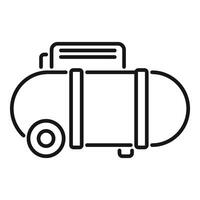 Mobile air compressor standing with one wheel and handle for easy transportation vector