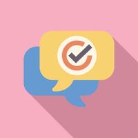 Speech bubble showing positive feedback with checkmark inside a circle vector