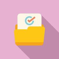 Completed task document folder with checkmark icon representing success vector