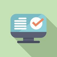 Computer displaying check mark icon on screen, concept of successful operation, task done, approved online form vector