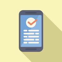 Mobile phone showing checkmark icon for survey, test or exam vector